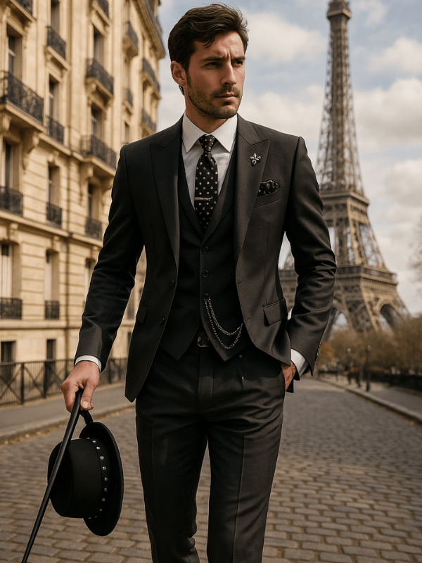 Elegante Abito da Uomo Slim Fit a Tre Pezzi con Giacca, Gilet e Pantaloni