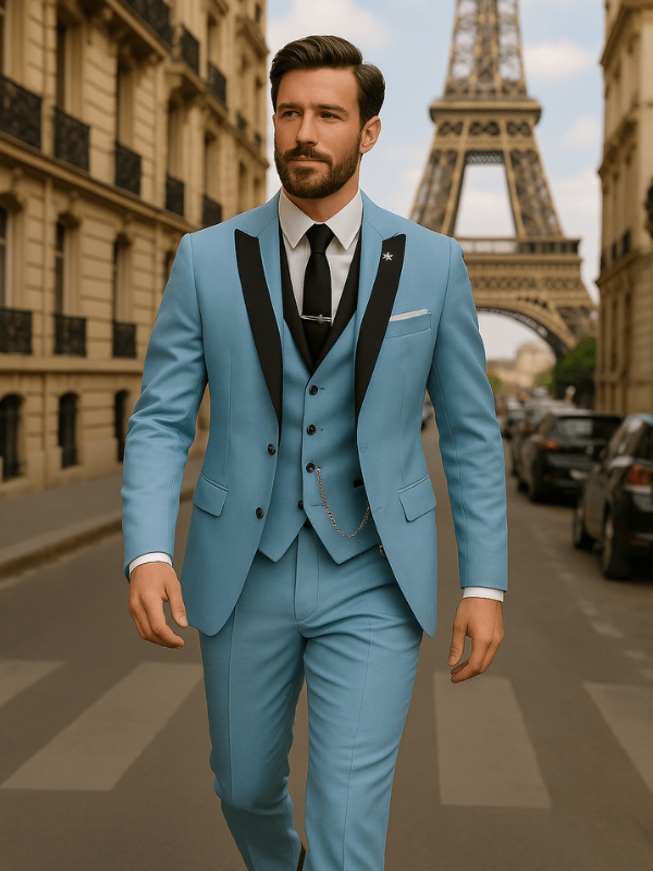 Elegante Abito da Uomo Slim Fit a Tre Pezzi con Giacca, Gilet e Pantaloni