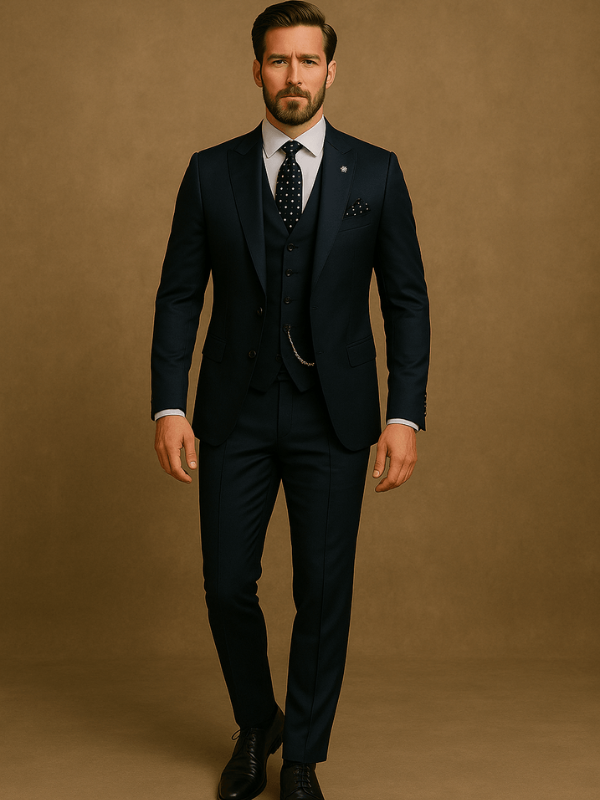 Elegante Abito da Uomo Slim Fit a Tre Pezzi con Giacca, Gilet e Pantaloni