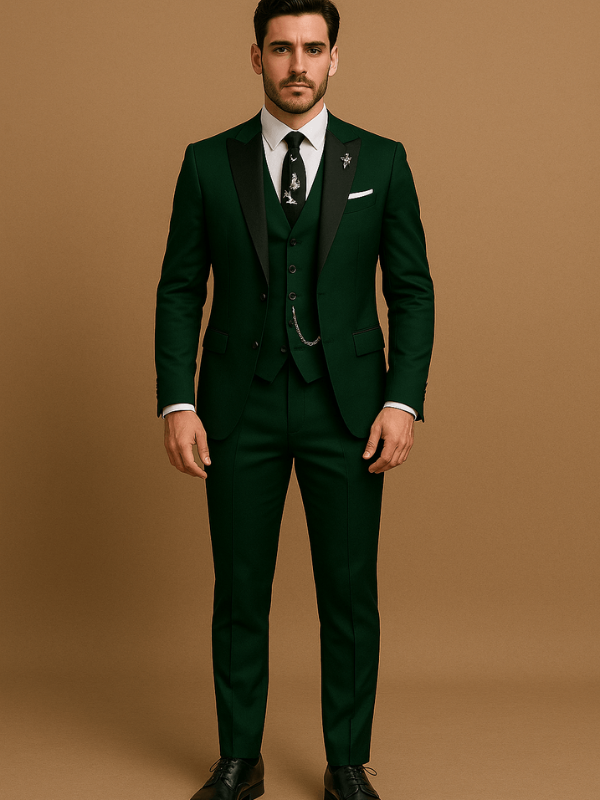 Elegante Abito da Uomo Slim Fit a Tre Pezzi con Giacca, Gilet e Pantaloni