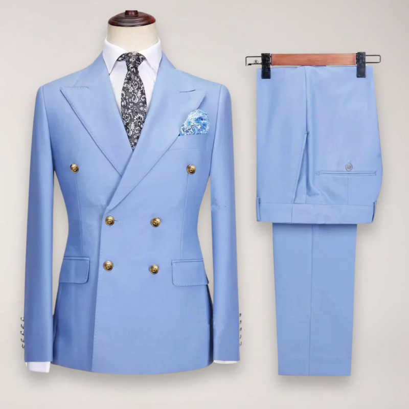 Abito da Uomo a Due Pezzi con Blazer Doppiopetto e Pantaloni Sartoriali
