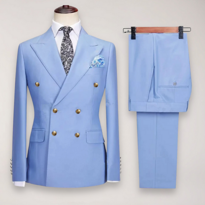 Abito da Uomo a Due Pezzi con Blazer Doppiopetto e Pantaloni Sartoriali