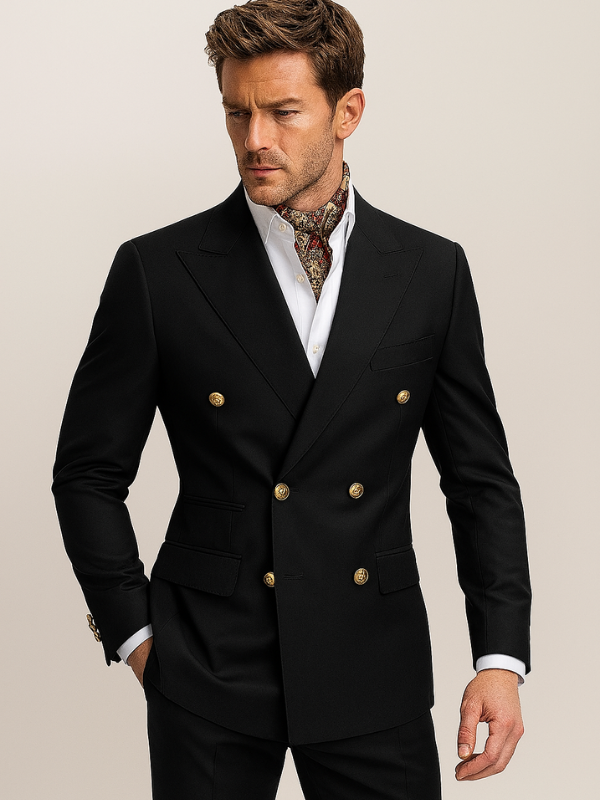 Abito da Uomo a Due Pezzi con Blazer Doppiopetto e Pantaloni Sartoriali