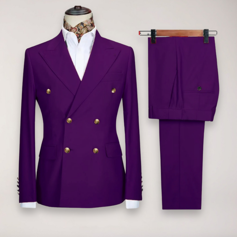 Abito da Uomo a Due Pezzi con Blazer Doppiopetto e Pantaloni Sartoriali