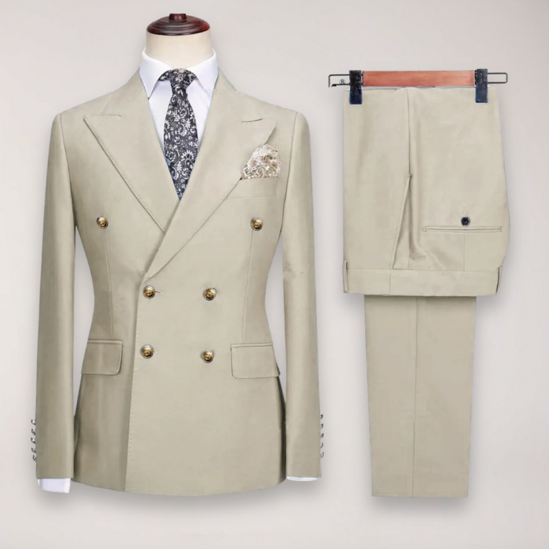 Abito da Uomo a Due Pezzi con Blazer Doppiopetto e Pantaloni Sartoriali