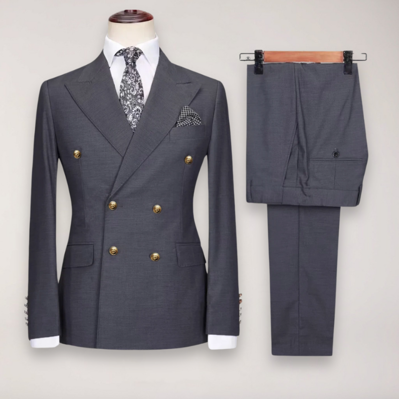 Abito da Uomo a Due Pezzi con Blazer Doppiopetto e Pantaloni Sartoriali
