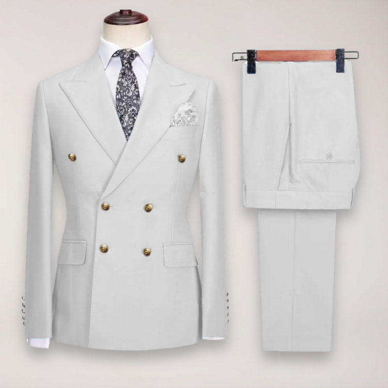 Abito da Uomo a Due Pezzi con Blazer Doppiopetto e Pantaloni Sartoriali