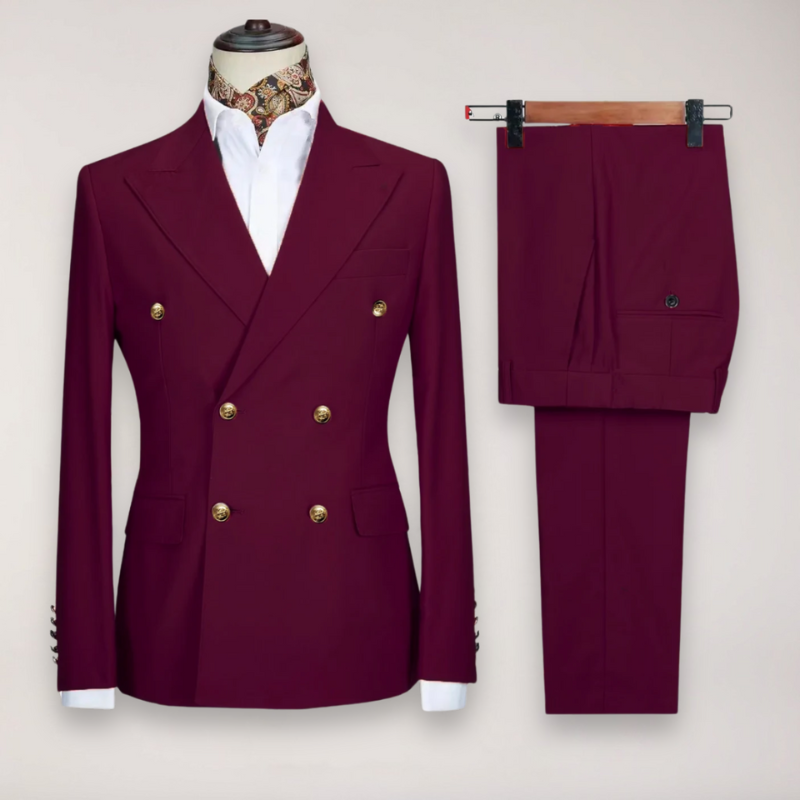 Abito da Uomo a Due Pezzi con Blazer Doppiopetto e Pantaloni Sartoriali