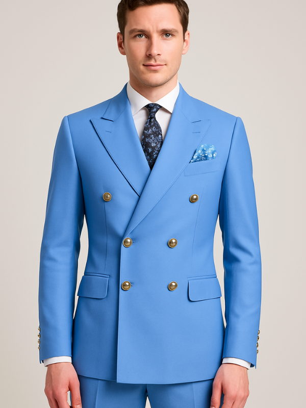 Abito da Uomo a Due Pezzi con Blazer Doppiopetto e Pantaloni Sartoriali