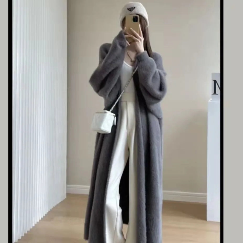 Eleganter Langer Wollmantel für Damen