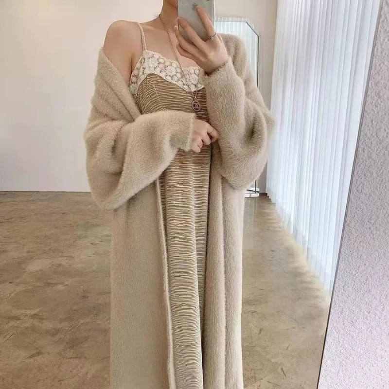 Eleganter Langer Wollmantel für Damen