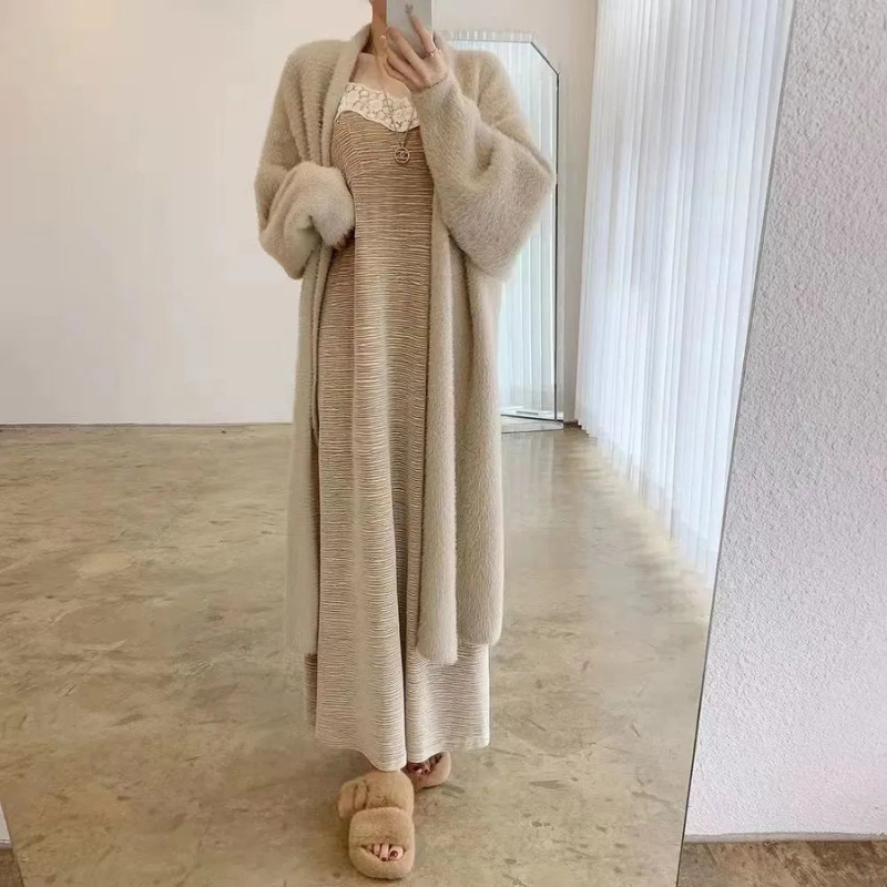 Eleganter Langer Wollmantel für Damen