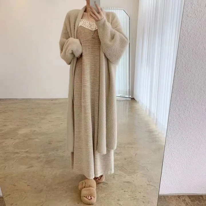 Eleganter Langer Wollmantel für Damen