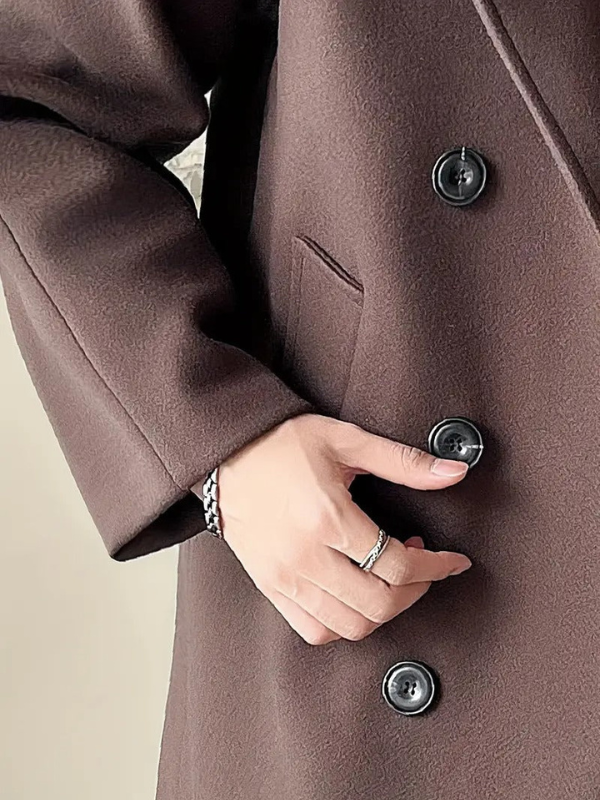 Elegante Cappotto Lungo da Uomo Marrone, Perfetto per l'uso Quotidiano e in Ufficio
