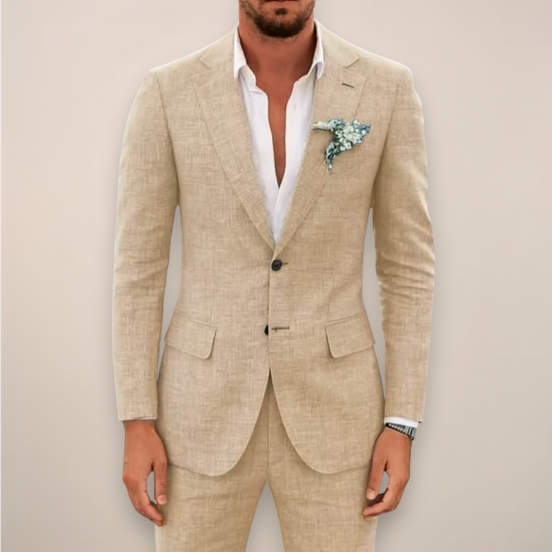 Elegante Completo Estivo in Lino a Due Pezzi per Uomo