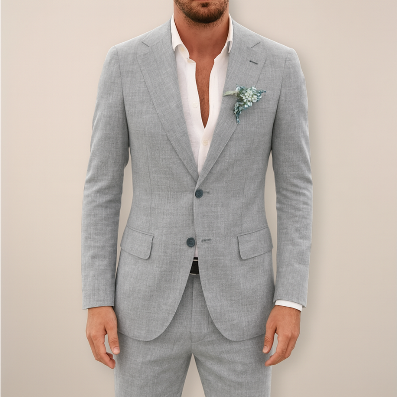 Elegante Completo Estivo in Lino a Due Pezzi per Uomo