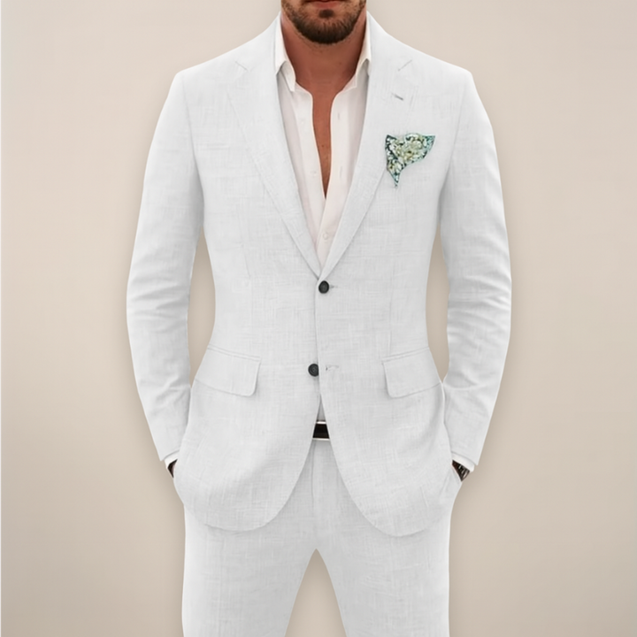 Elegante Completo Estivo in Lino a Due Pezzi per Uomo