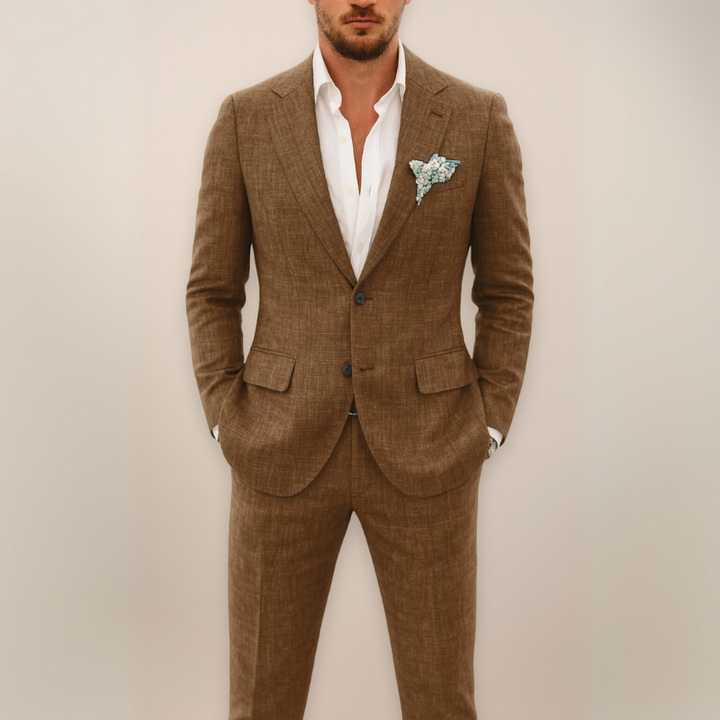 Elegante Completo Estivo in Lino a Due Pezzi per Uomo