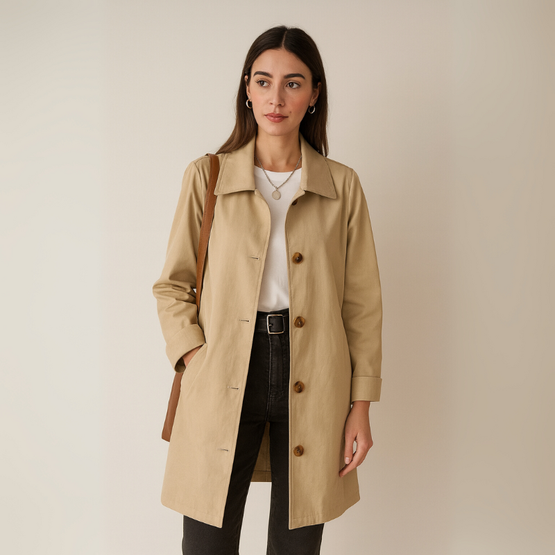 Eleganter Einreiher-Trenchcoat für Damen – Perfekt für den Frühling und den Herbst