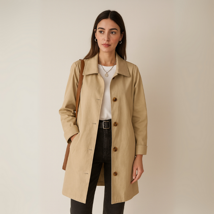 Eleganter Einreiher-Trenchcoat für Damen – Perfekt für den Frühling und den Herbst