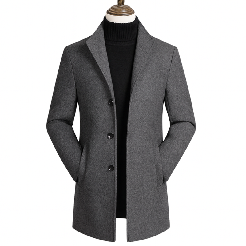 Elegante Cappotto da Uomo con Design Monopetto
