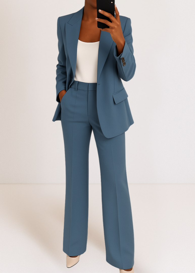 Elegante Completo da Donna a Due Pezzi con Blazer e Pantaloni a Gamba Gritta 1