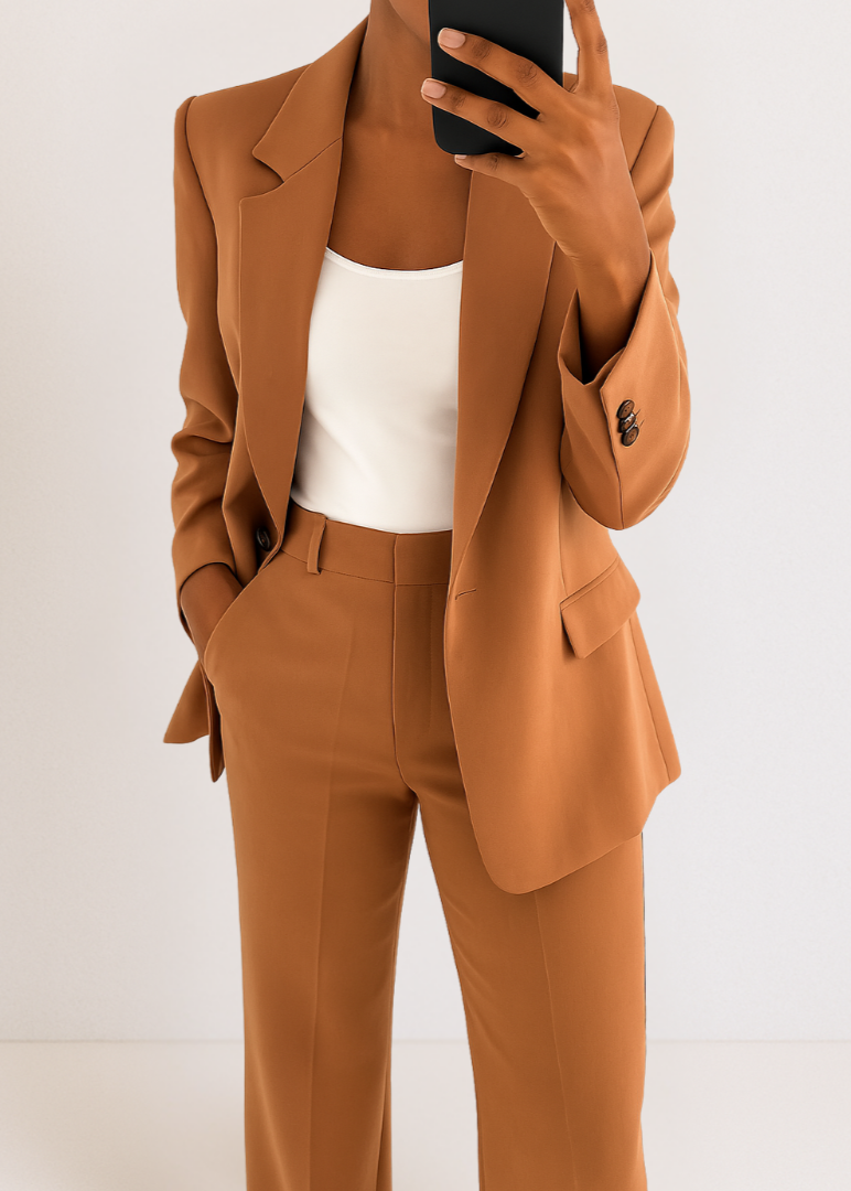 Elegante Completo da Donna a Due Pezzi con Blazer e Pantaloni a Gamba Gritta 5