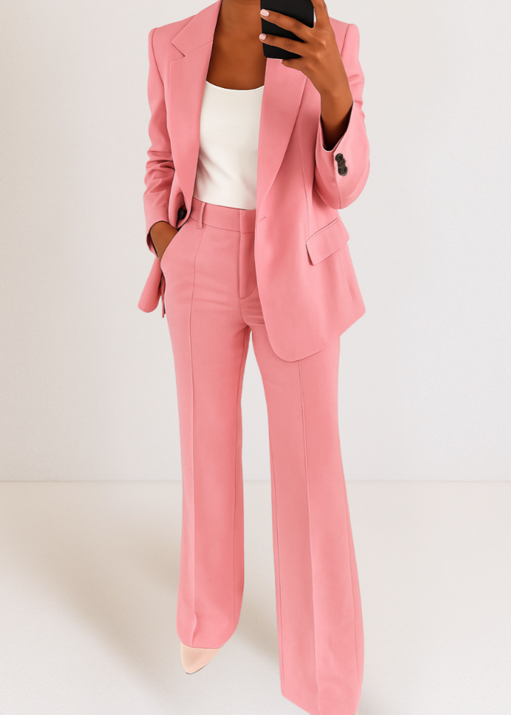Elegante Completo da Donna a Due Pezzi con Blazer e Pantaloni a Gamba Gritta 6