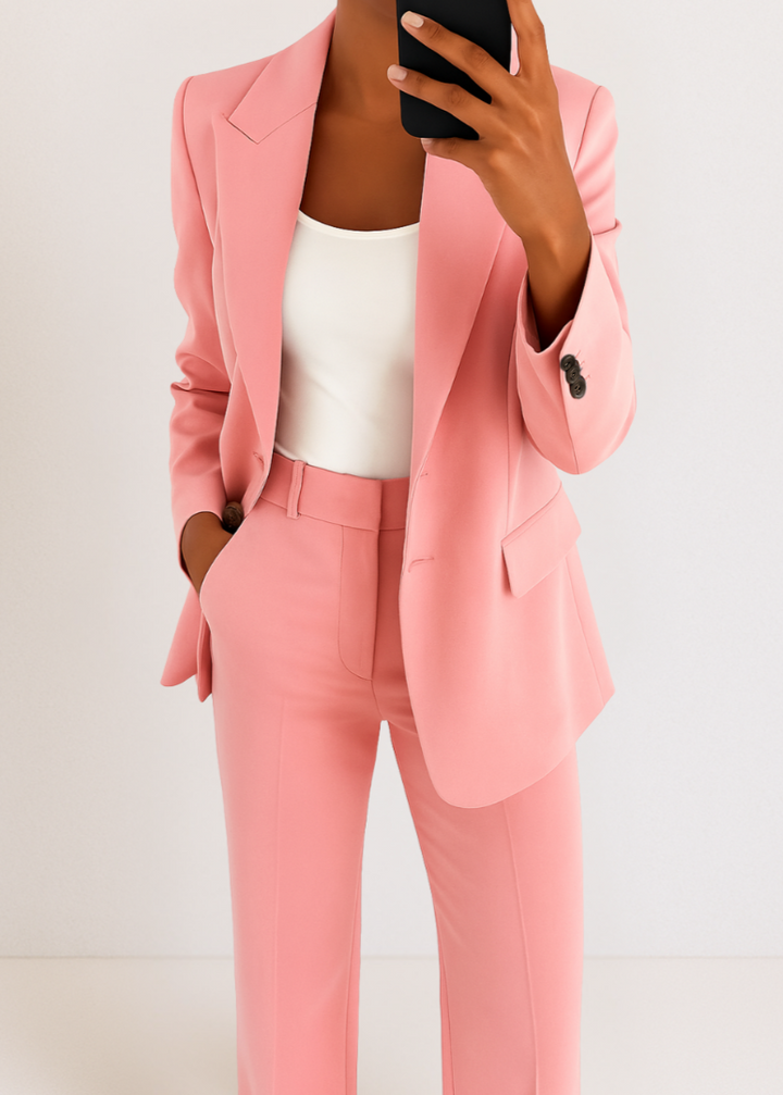Elegante Completo da Donna a Due Pezzi con Blazer e Pantaloni a Gamba Gritta 7