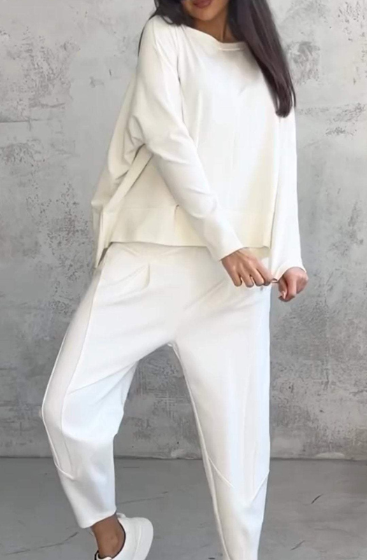 Elegante Completo da Donna con Camicia a Maniche Lunghe e Pantaloni Abbinati