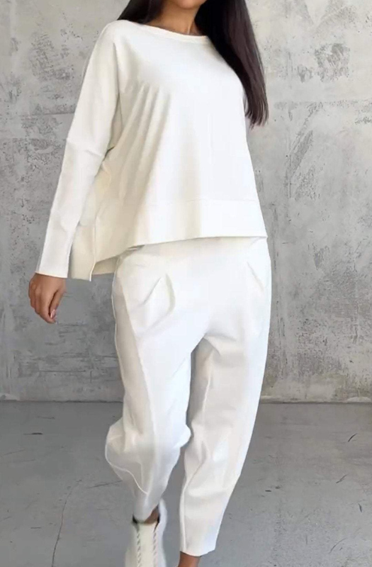 Elegante Completo da Donna con Camicia a Maniche Lunghe e Pantaloni Abbinati