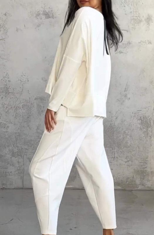 Elegante Completo da Donna con Camicia a Maniche Lunghe e Pantaloni Abbinati