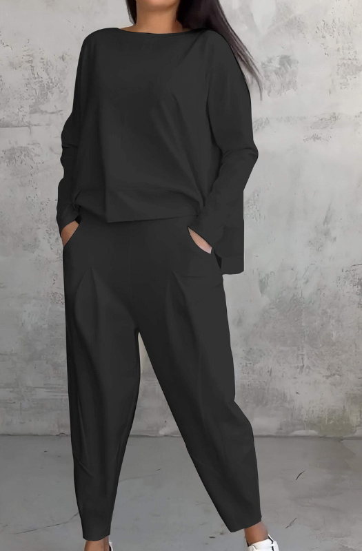 Elegante Completo da Donna con Camicia a Maniche Lunghe e Pantaloni Abbinati