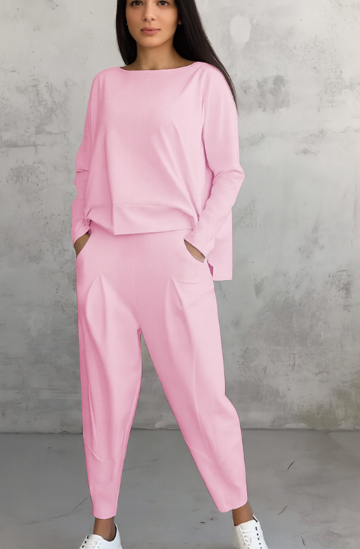 Elegante Completo da Donna con Camicia a Maniche Lunghe e Pantaloni Abbinati