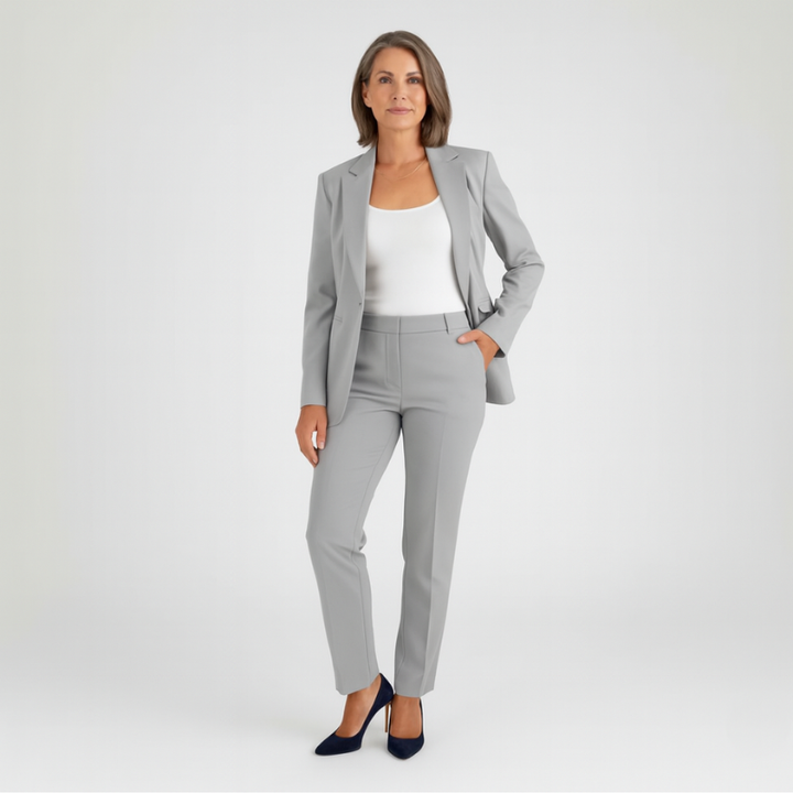 Élégant ensemble pour femme avec blazer et pantalon - look sophistiqué pour occasions formelles