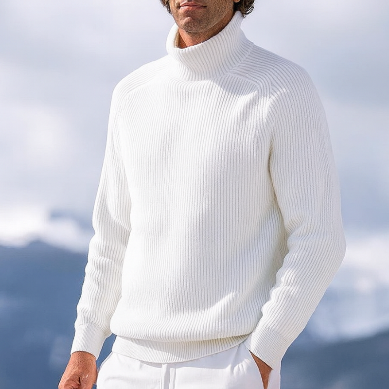 Elegante maglione a collo alto in tessuto da uomo