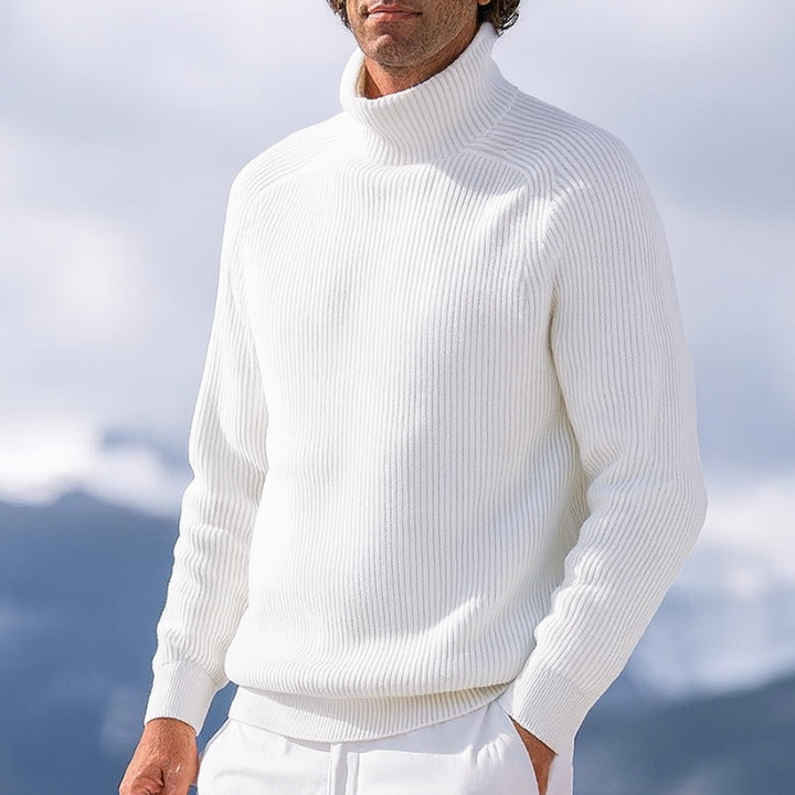 Elegante maglione a collo alto in tessuto da uomo