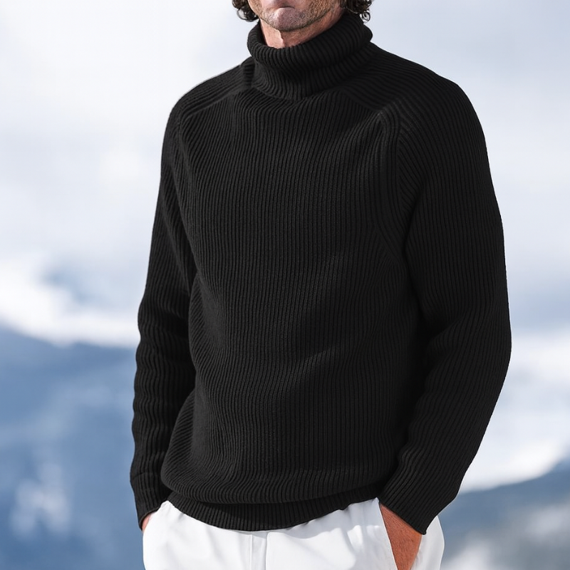 Elegante maglione a collo alto in tessuto da uomo