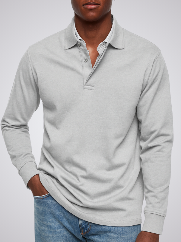Elegante polo da uomo a maniche lunghe, adatta per l'ufficio e il tempo libero