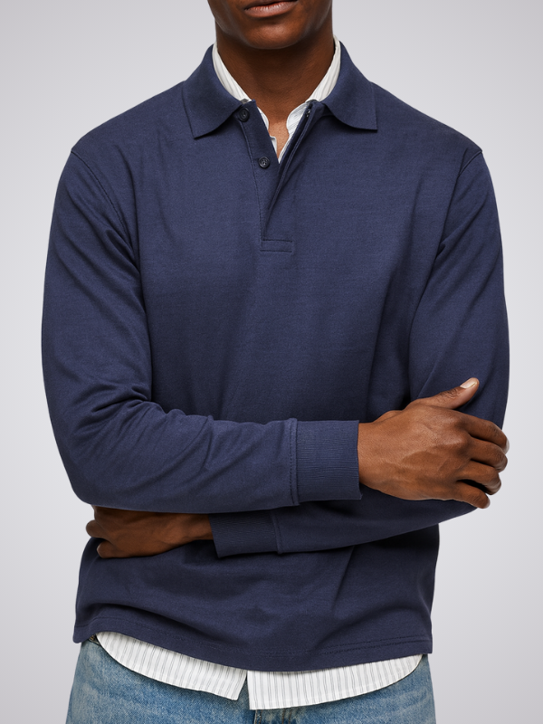 Elegante polo da uomo a maniche lunghe, adatta per l'ufficio e il tempo libero