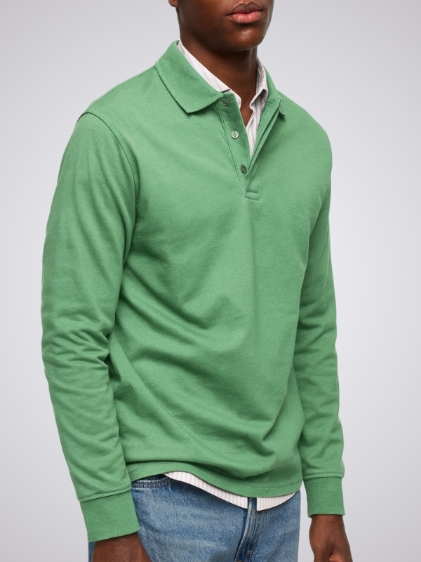 Elegante polo da uomo a maniche lunghe, adatta per l'ufficio e il tempo libero