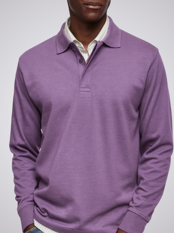 Elegante polo da uomo a maniche lunghe, adatta per l'ufficio e il tempo libero