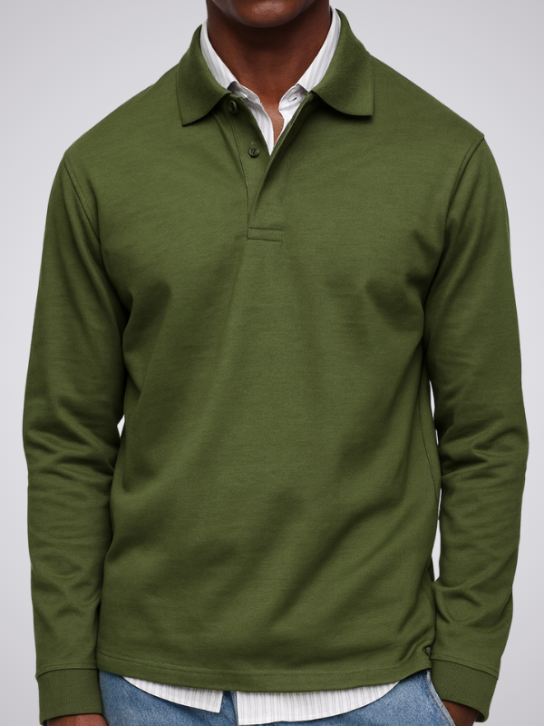 Elegante polo da uomo a maniche lunghe, adatta per l'ufficio e il tempo libero
