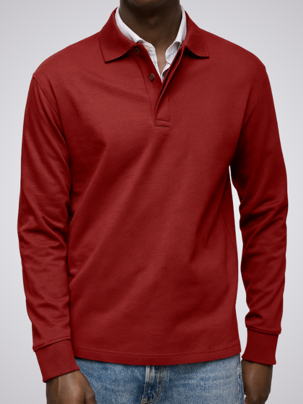 Elegante polo da uomo a maniche lunghe, adatta per l'ufficio e il tempo libero