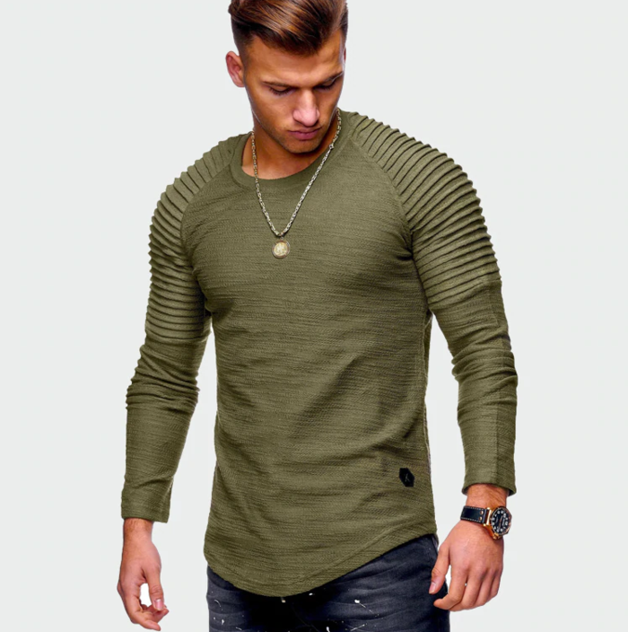 Felpa Slim Fit Moderna da Uomo con Maniche a Costine 0