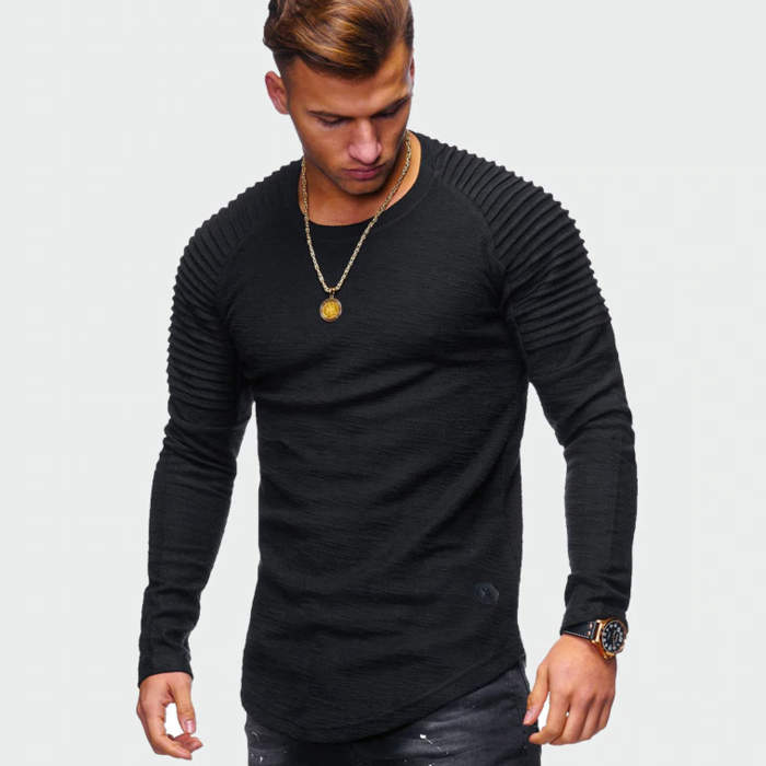 Felpa Slim Fit Moderna da Uomo con Maniche a Costine 1