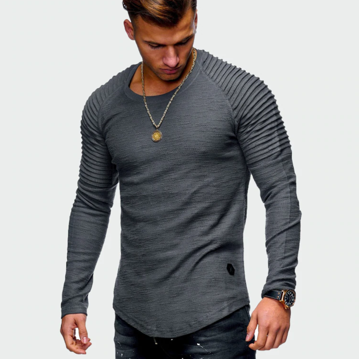 Felpa Slim Fit Moderna da Uomo con Maniche a Costine 2