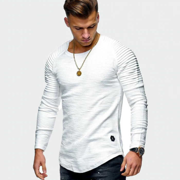 Felpa Slim Fit Moderna da Uomo con Maniche a Costine 3
