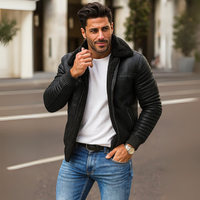 Winterjacke für Herren mit Shearling-Futter