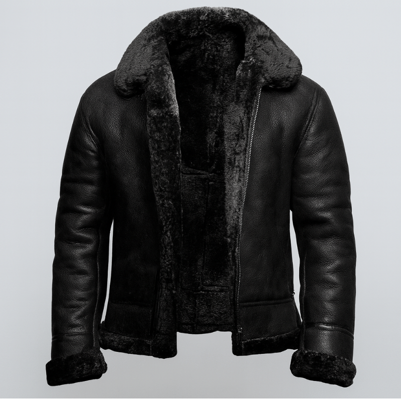 Herren Winterjacke aus Leder mit Futter aus Pelz
